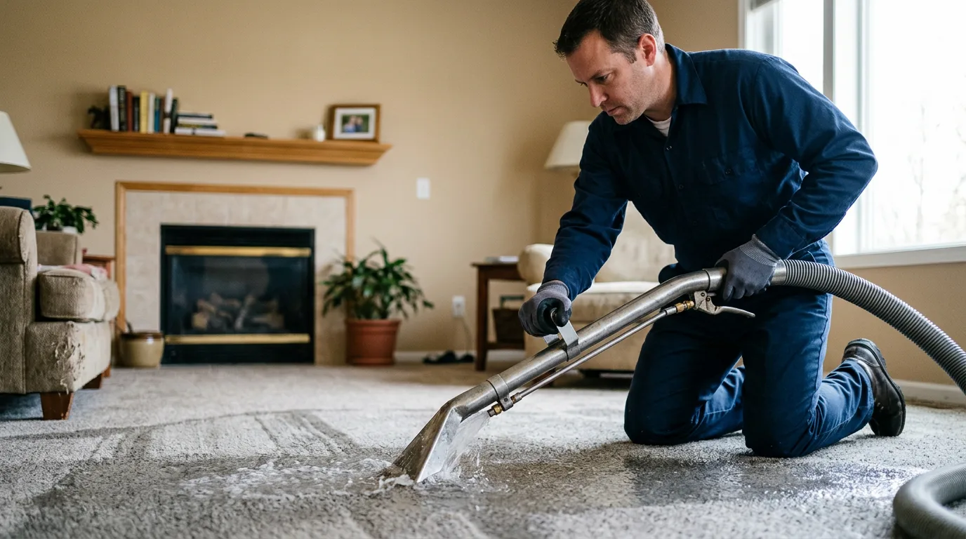 Water damage restoration technician working near Fulton, KS